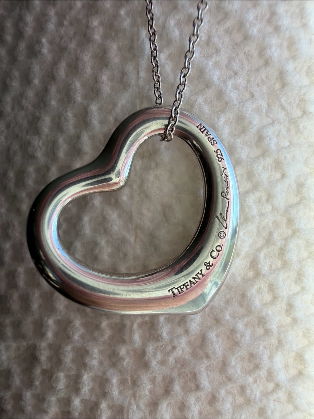 Tiffany & Co. Elsa Peretti open heart necklace sterling silver 22mm